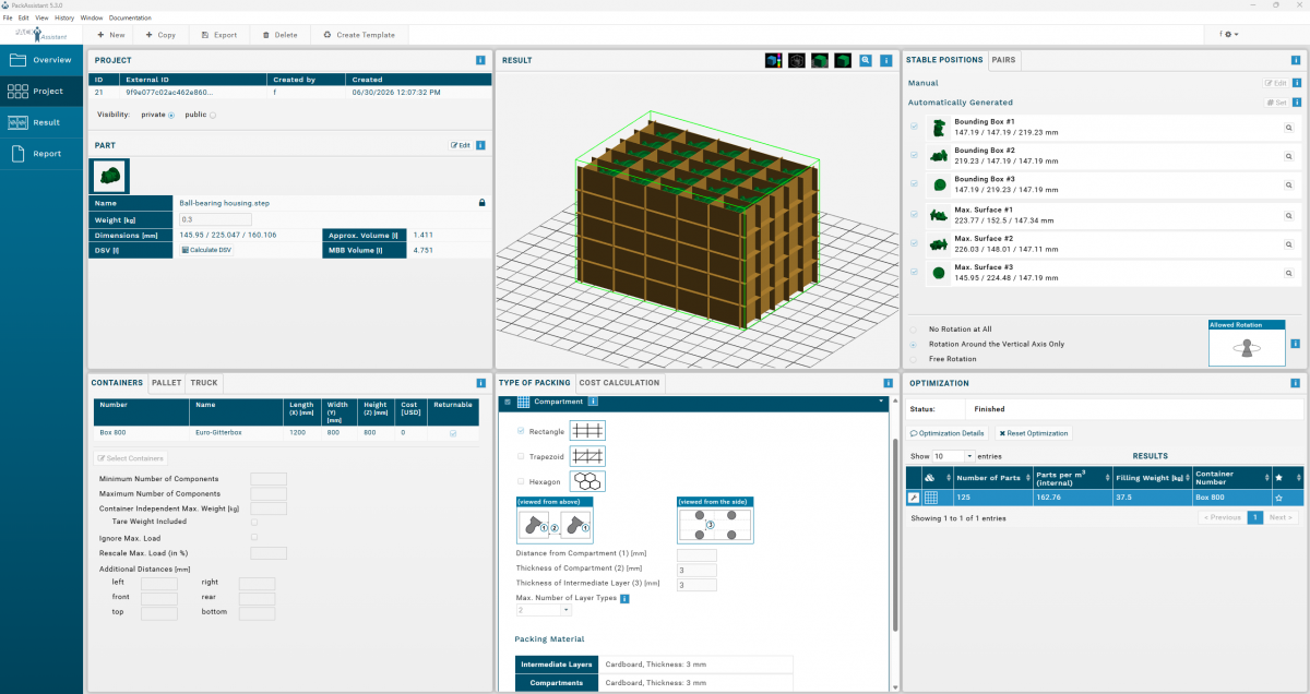 Packapp PackAssistant - Container planning with identical, complex parts ...